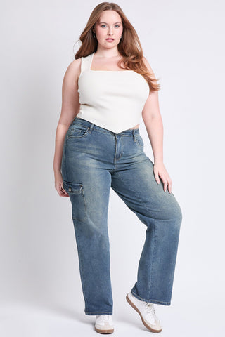 Pants Women's Plus High Rise Wide Leg Skater Cargo Jeans