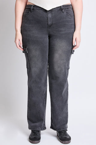 Pants Women's Plus High Rise Wide Leg Skater Cargo Jeans