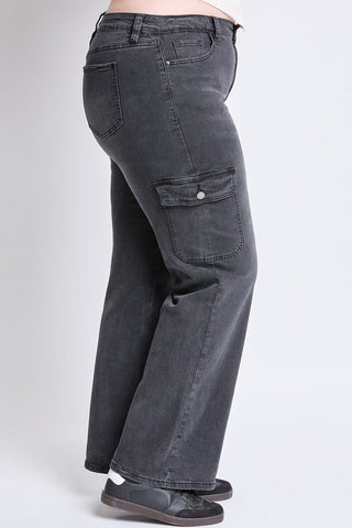 Pants Women's Plus High Rise Wide Leg Skater Cargo Jeans