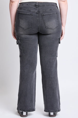 Pants Women's Plus High Rise Wide Leg Skater Cargo Jeans