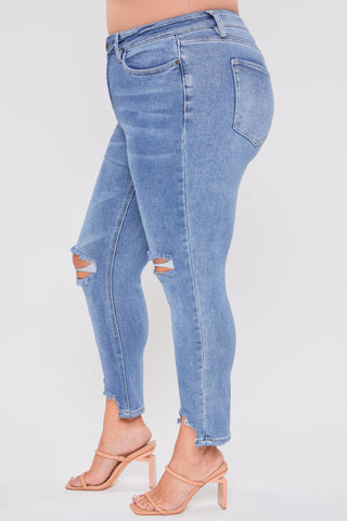 Women's Plus Dream Slim Straight Ankle Jeans With Hem Destruction
