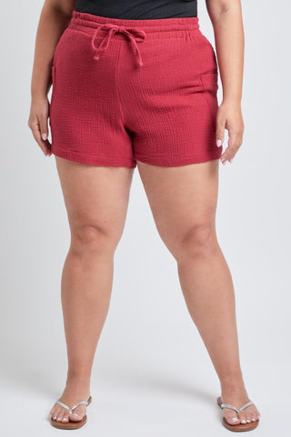 YMI Jeans Women's Plus Cotton Shorts With Side Patch Pocket