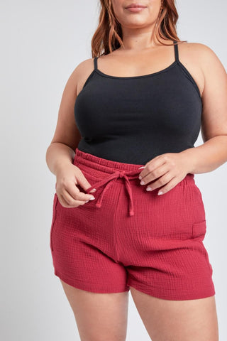 YMI Jeans Women's Plus Cotton Shorts With Side Patch Pocket