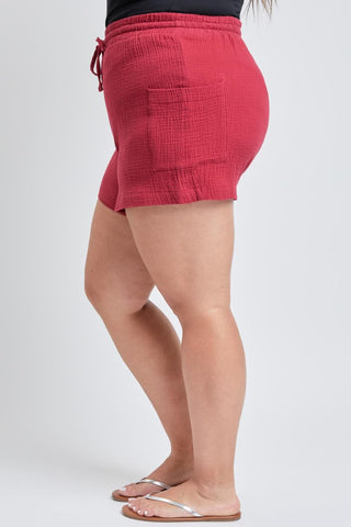 YMI Jeans Women's Plus Cotton Shorts With Side Patch Pocket