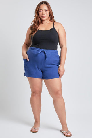 YMI Jeans Women's Plus Cotton Shorts With Side Patch Pocket