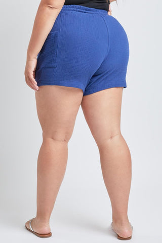 YMI Jeans Women's Plus Cotton Shorts With Side Patch Pocket