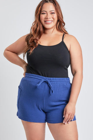 YMI Jeans Women's Plus Cotton Shorts With Side Patch Pocket