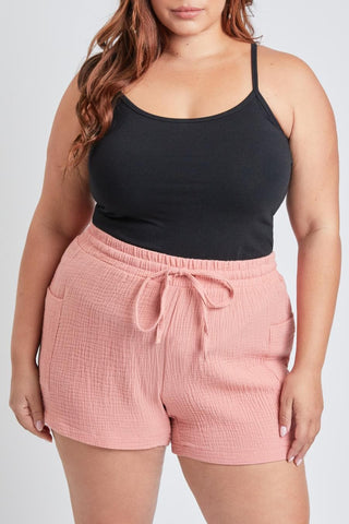 YMI Jeans Women's Plus Cotton Shorts With Side Patch Pocket