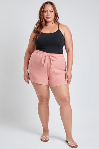 YMI Jeans Women's Plus Cotton Shorts With Side Patch Pocket