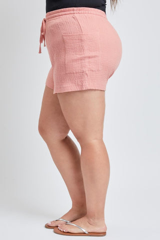 YMI Jeans Women's Plus Cotton Shorts With Side Patch Pocket