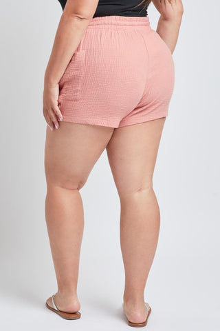 YMI Jeans Women's Plus Cotton Shorts With Side Patch Pocket