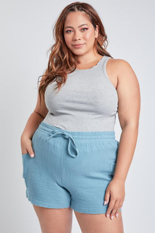 YMI Jeans Women's Plus Cotton Shorts With Side Patch Pocket