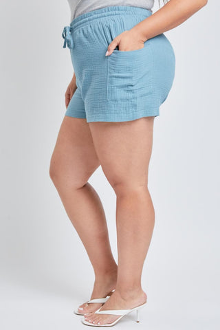 YMI Jeans Women's Plus Cotton Shorts With Side Patch Pocket