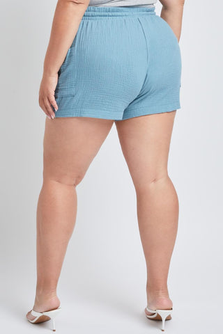 YMI Jeans Women's Plus Cotton Shorts With Side Patch Pocket