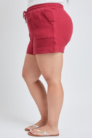 YMI Jeans Women's Plus Double Gauze Shorts With Banded Hem
