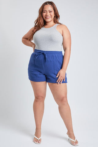 YMI Jeans Women's Plus Double Gauze Shorts With Banded Hem