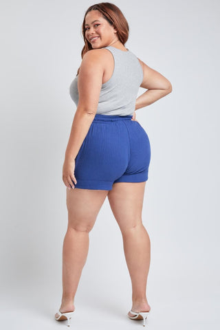 YMI Jeans Women's Plus Double Gauze Shorts With Banded Hem