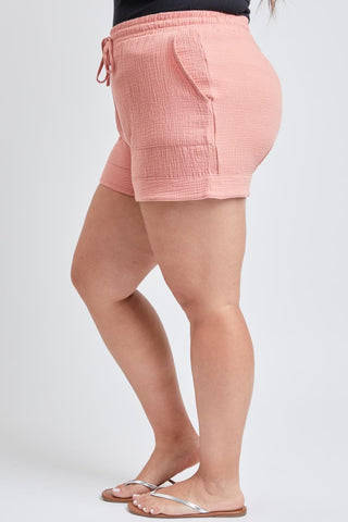 YMI Jeans Women's Plus Double Gauze Shorts With Banded Hem