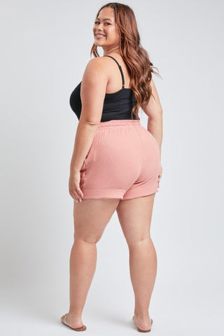 YMI Jeans Women's Plus Double Gauze Shorts With Banded Hem