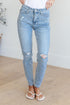 Denim Eloise Mid Rise Control Top Distressed Skinny Jeans