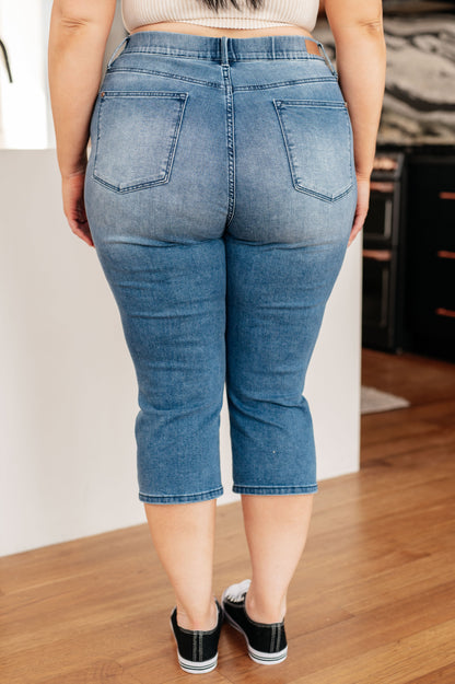 Denim Emily High Rise Cool Denim Pull On Capri Jeans