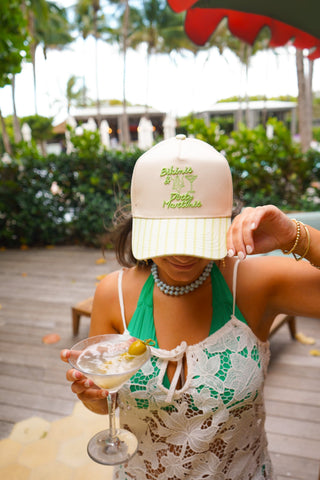 Bikinis & Dirty Martinis - Green Stripe Trucker Hat