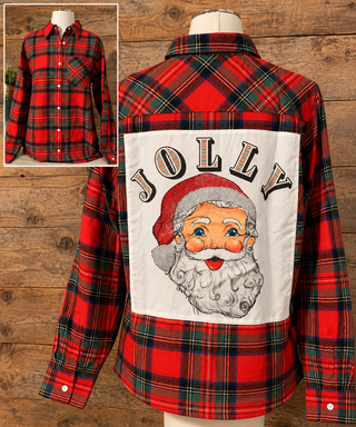 Jolly Santa Christmas Plaid Flannel