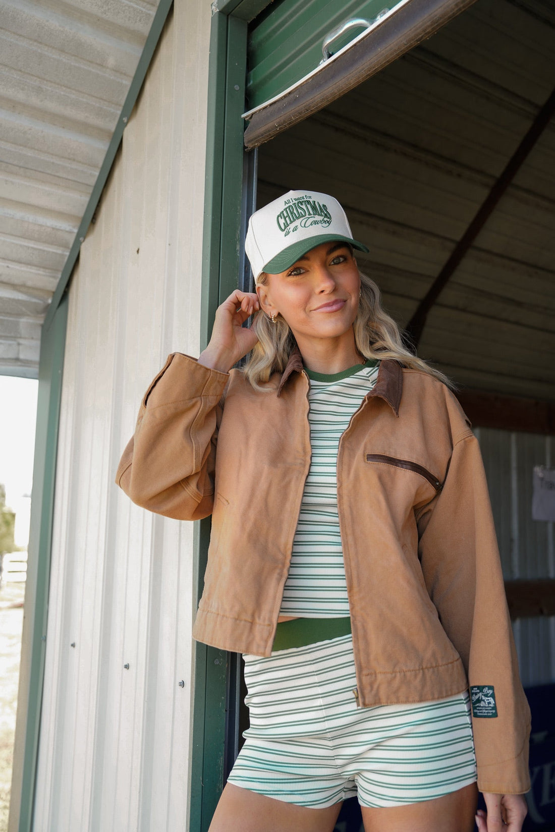 Hat All I want for Christmas is a Cowboy - Green Vintage Trucker Hat