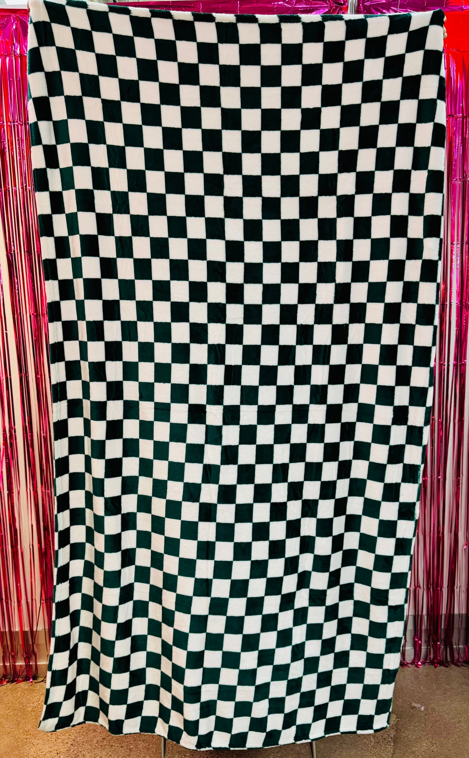 Green Checkered Throw Blanket