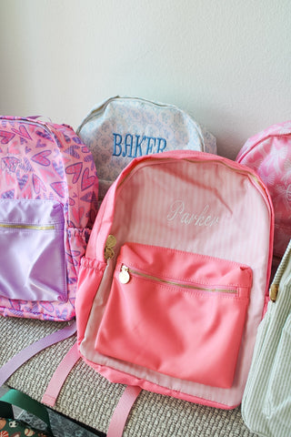Lilac Hearts Backpack -PLAIN NO EMBROIDERY
