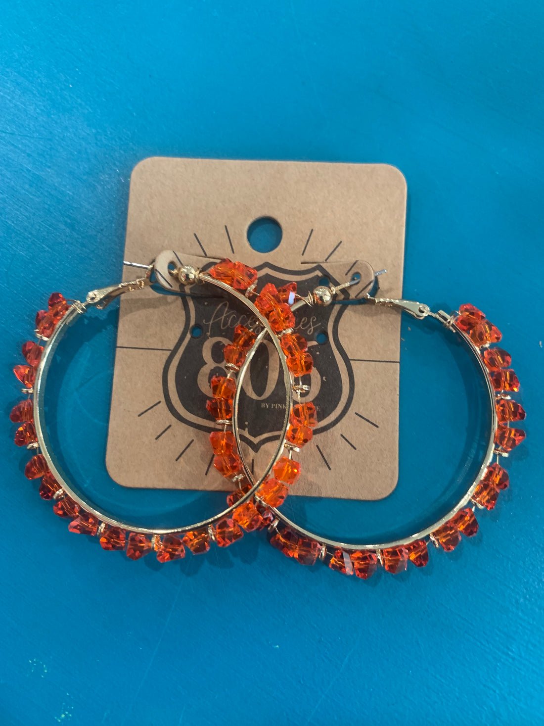 Earrings Orange Crystal Chip Hoop Earring