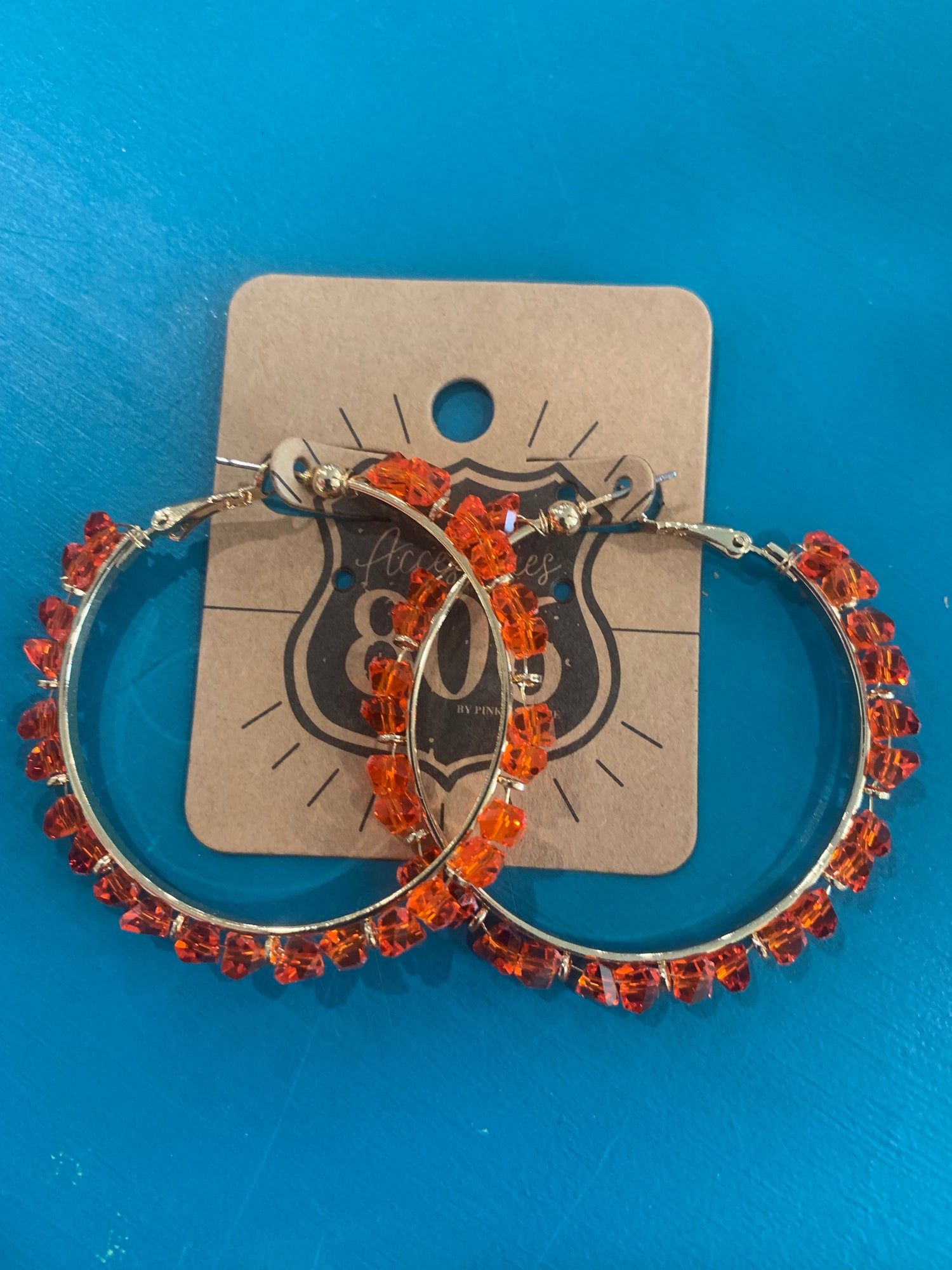 Earrings Orange Crystal Chip Hoop Earring