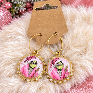 Sassy Grinch Bezel Earrings by Sandra Ling Designs
