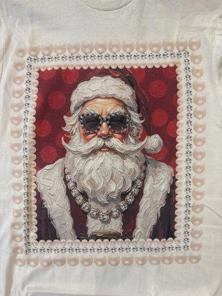 Painted Santa Cream Graphic Tee 2177