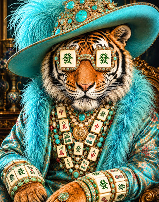Mahjong Tiger King Rhinestone Graphic Tee