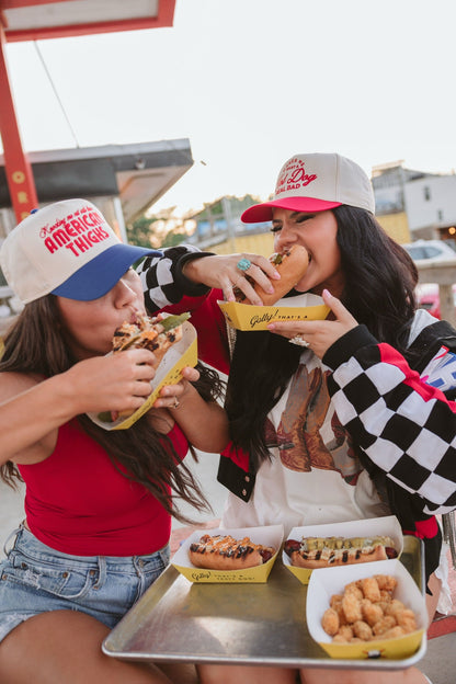 Hat Makes me Want a Hot Dog - Red Vintage Trucker Hat