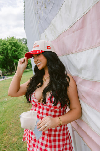 Hat Kiss me I'm American - Red Vintage Trucker Hat