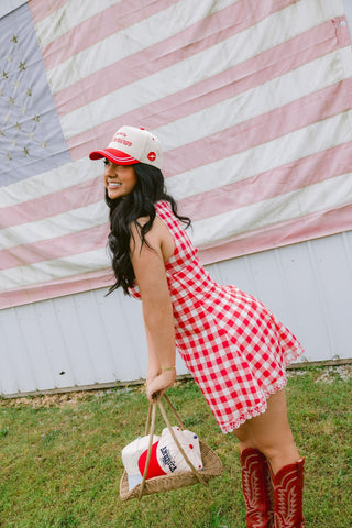 Hat Kiss me I'm American - Red Vintage Trucker Hat
