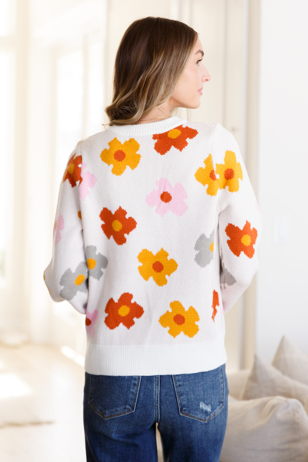 Tops Falling Flowers Floral Sweater