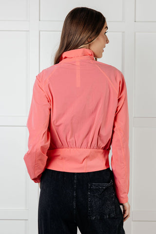 Layers Fit Happens Nylon Tennis Jacket in Coral Rose
