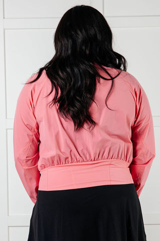 Layers Fit Happens Nylon Tennis Jacket in Coral Rose