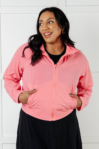 Layers Fit Happens Nylon Tennis Jacket in Coral Rose