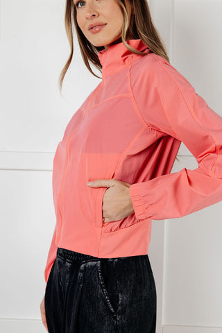 Layers Fit Happens Nylon Tennis Jacket in Coral Rose