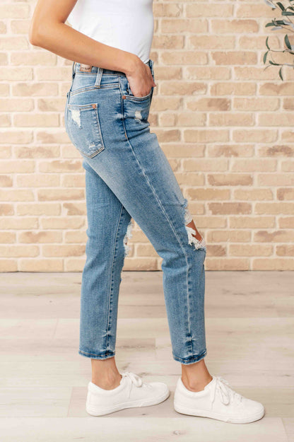 Denim Frankie High Waist Distressed Boyfriend Jeans