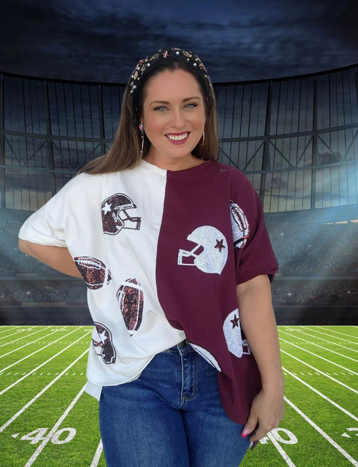 Shimmering Forever Football Top - Pirates and Pearls Boutique