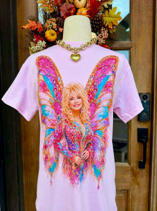 Dolly Got Her Wings Rhinestone Graphic Tee