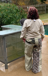 Camoflauge Patchwork Wide Leg Cargo Pants