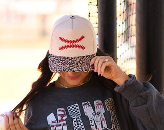 Baseball Stitches Leopard Cap