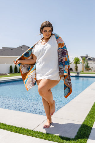Home & Decor Luxury Beach Towel in Block Floral