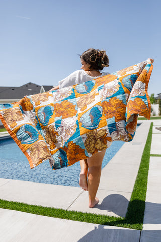 Home & Decor Luxury Beach Towel in Block Floral